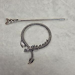 Silver Dragon Tail Hair Pin Set DND